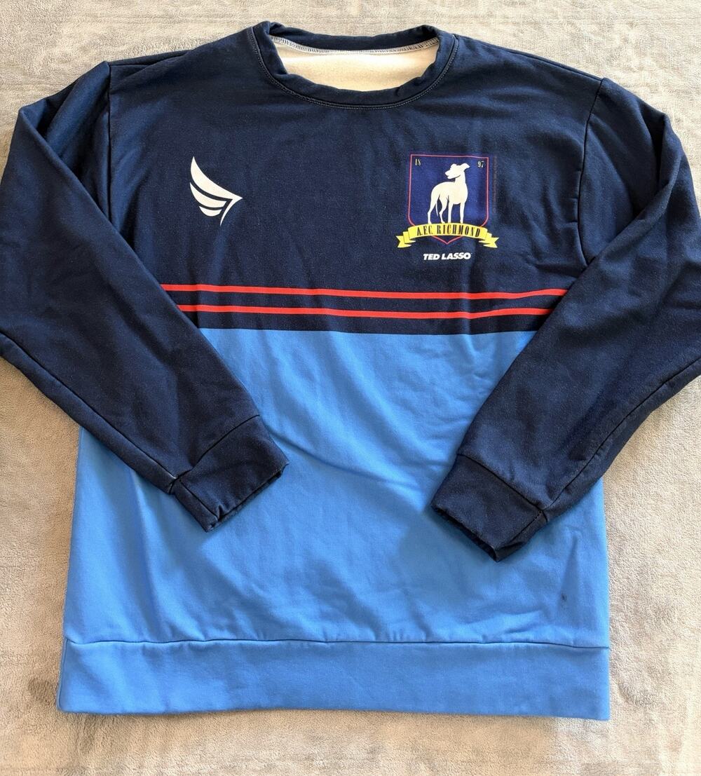 Ted Lasso AFC Richmond Sweater Men Small Blue Pullover Warm Up Football Sports